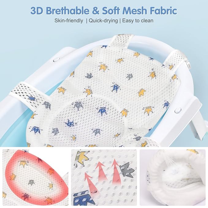 Colorlife Baby Bath Seat Support Net Infant Bathing Seat Support Mat, Adjustable Comfortable Non-Slip Five-Pointed Baby Shower Net Bathtub Sit Up Mesh for Newborn 0-12 Months-Crown(No Bathtub)