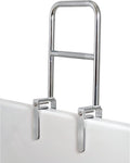 Carex Tri-Grip Bathtub Rail with Chrome Finish - Bathtub Grab Bar Safety Bar For Seniors and Handicap - For Assistance Getting In and Out of Tub, Easy to Install on Most Tubs,Silver