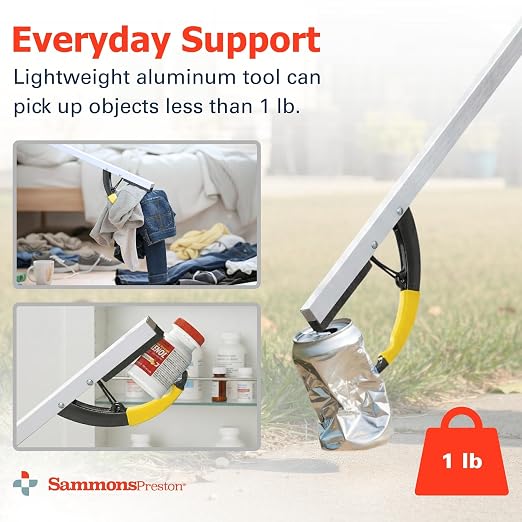 Sammons Preston Reacher, 26" Lightweight Grabber Reacher Tool with Magnetic Tip, Ergonomic Grip & Claw Jaw, Portable Reaching Aid for Seniors, Daily Living & Home Use, Standard Silver, Folding, 2 pack