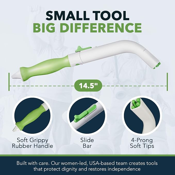FreedomWand Multipurpose Toilet Aids - 14.5" Inch Wiping Aid Toileting for Women & Men, Butt Wiper Tool, Toilet Assist Device and Paper Extender, Ideal for Elderly, Disabled and Post Surgery Use