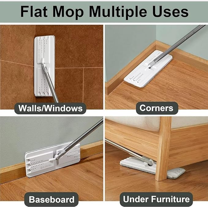 JOYMOOP Mop and Bucket Set for Home and Commercial Use, Flat Mop System with 3 Reusable Microfiber Pads, Floor and Wall Cleaner