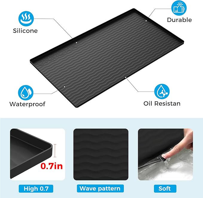 URMONA 31'' x 22'' Waterproof Silicone Under Sink Mat Cabinet and Counter Protector, Shelf Liner for Kitchen and Bathroom, Storage and Organizers, Litter Mat, Pet Cat Puppy Essentials(Ivory)
