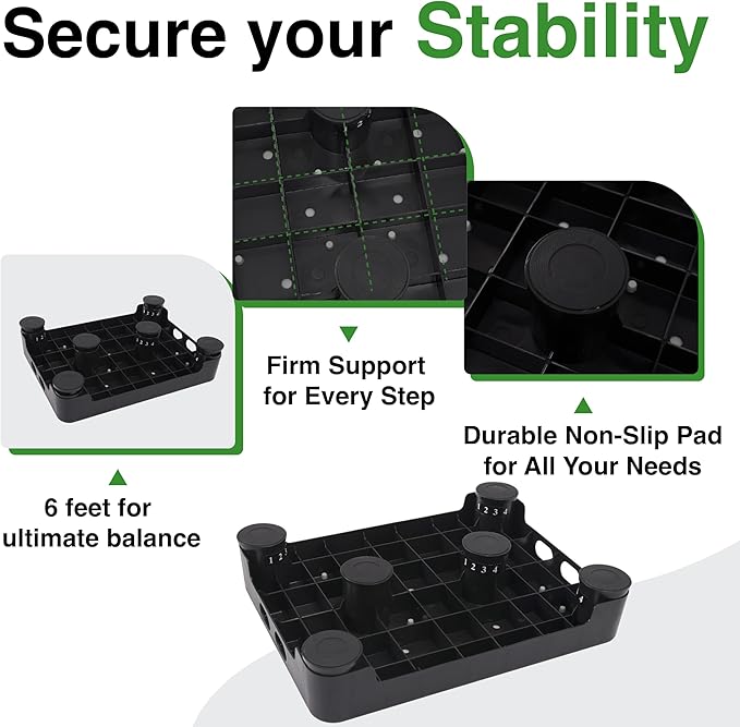 COOL-ANGLE Adjustable Step Stool for High Beds & SUV - Non-Slip Mobility Platform for Seniors, 650lbs Capacity, 3 Heights (3.4"-5"), Wide Safety Base for Car & Bath, 16.5"x12.6", Black