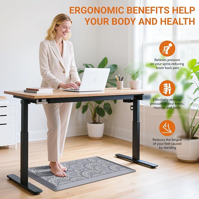 Mattitude 4/5 Inch Kitchen Mat, 20x36in Heavy Duty Ergonomic Comfort Foam Standing Desk Mat, Waterproof Non-Slip Standing Mats and Rugs for Kitchen, Office, Black