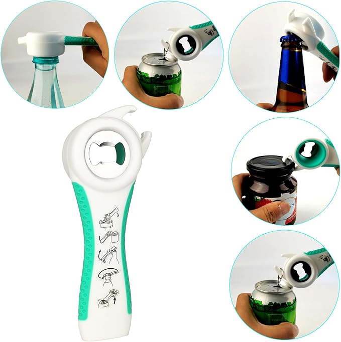 Jar Opener for Weak Hands, 5 in 1 Bottle Opener for Seniors with arthritis | Multifunction Lid Opener, Adjustable, Non-slip, Effortlessly Open Jars Bottles and Ring Pull Cans,Included Rubber Gripper Pad
