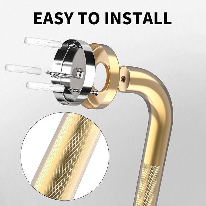 36 Inch Anti Slip Shower Grab Bar Gold, Munzong 2 Pack Bathroom Grab Bar, Knurled Bathroom Balance Bar,Safety Hand Rail Support Handicap Elderly Injury Senior Assist Bath Handle