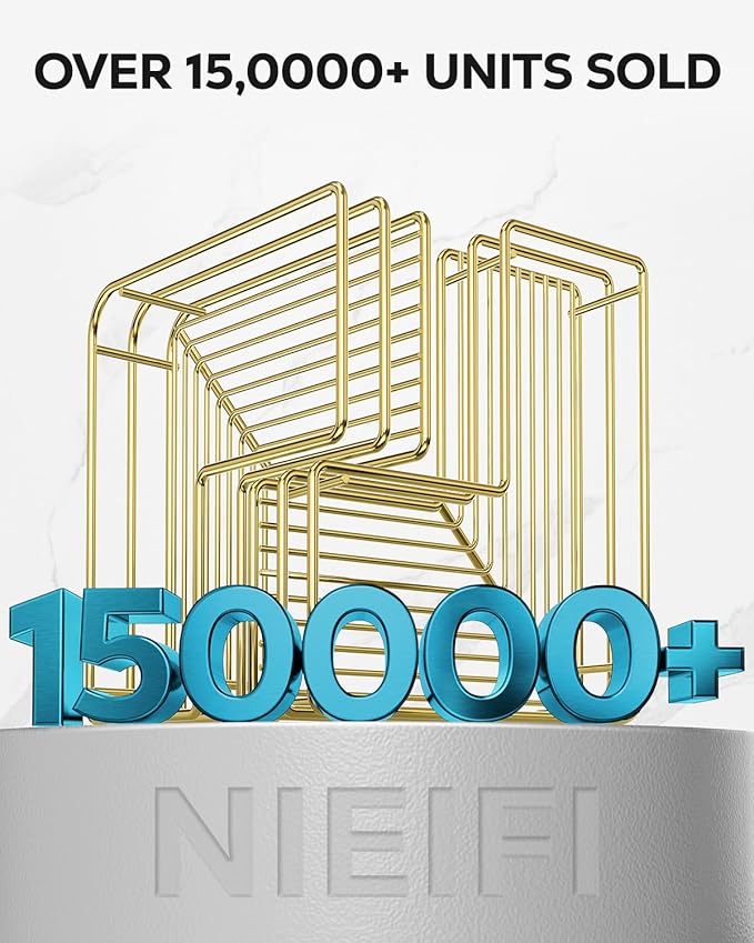 Nieifi Corner Shower Shelves Stainless Steel, Adhesive Shower Caddy Basket Rack with Hooks, Rust Proof for Bathroom Shelf Shampoo Holder (Golden, 2 Pack)