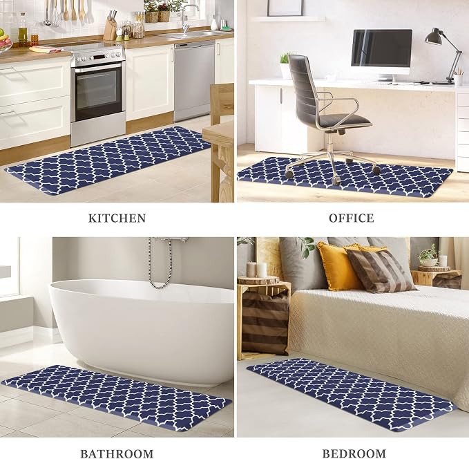 WISELIFE Kitchen Runner Rugs Anti-Fatigue mats,17.3"x 28",Non Slip Waterproof Ergonomic Comfort Mat for Kitchen, Floor Home, Office, Sink, Laundry,Blue