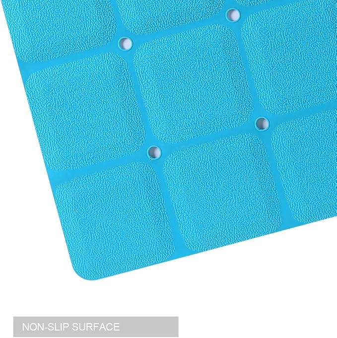 Webos Foldable Non Slip Silicon Bath Mat Bathtub mat Shower mats no Suction Cups for Textured Tub and Reglazed Tub(Foldable-Blue, 28-inch x 14-inch)