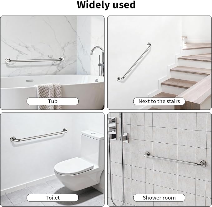 36 Inch Anti Slip Shower Grab Bar,Munzong Bathroom Grab Bars and Showers,Brushed Nickel Knurled Handicap Balance Bar,Safety Hand Rail Support Elderly Senior Bath Handle