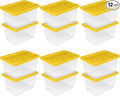 Sterilite 12 Pack Industrial Storage Box with Comfort Carrying Handles, 27 Gal, Yellow