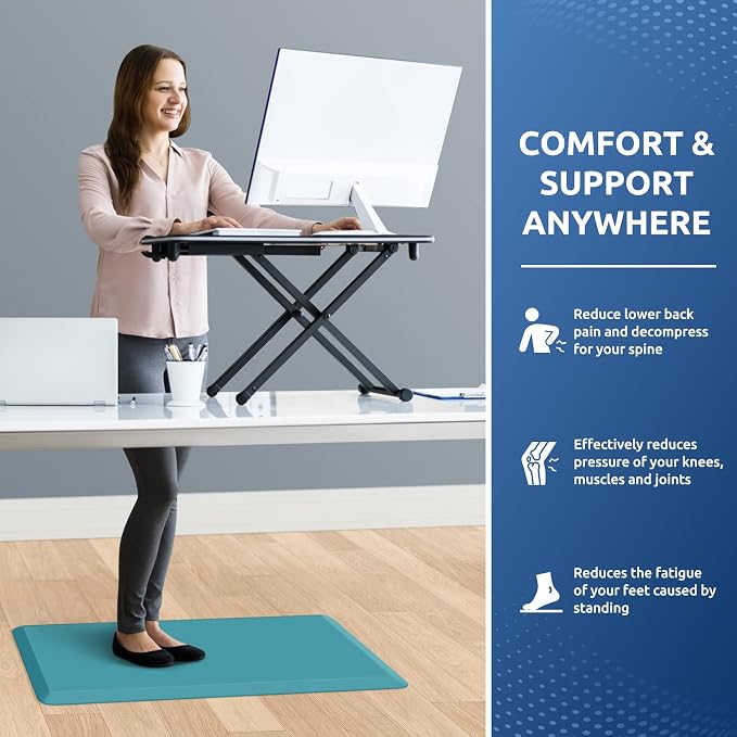 KitchenClouds Cushioned Anti Fatigue Rug 17.3"x28" Water Resistant Non Slip Standing Desk Mats Comfort Floor Mats for Kitchen, House Sink Office (Green)