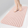 OTHWAY Bath Tub Shower Mat Non Slip, Bathtub Floor Liner Mats for Inside Shower Bathroom, Suction Cups and Drain Holes for Feet Scrubbing, Machine Washable, Soft on Feet, 35x16 Inch, Light Pink