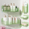 Nieifi Adhesive Wall Shelf, Shower Shelves, Shower Organizer for Bathroom Organization (Green-Clear, 5 pieces)
