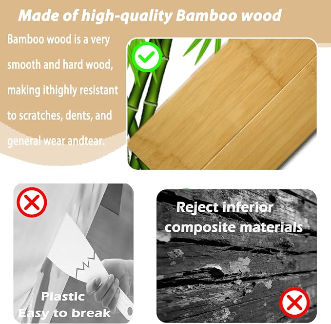 Mattress Lifter & Sheet Tucker Tool Set, Mattress Wedge Elevator, Bed Sheet Tucking Paddle, Used for Lifts & Holds The Mattress, Tucks Sheets, Removes Sheets, Alleviating Back Pain (Bamboo Wood)
