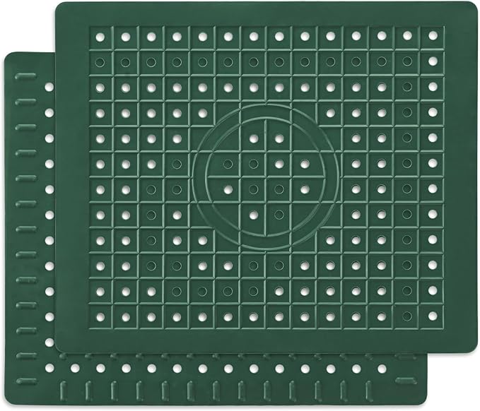 WILLKOMMEN Kitchen Sink Mat, 12" x 10" Dish Drying Mat, Sink Protector Mats for Bottom of Kitchen Sink, Fast Draining Sink Mats Grid, 2 Pack Dark Green