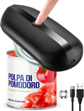 Electric Can Opener, Automatic Hands-Free Can Opener with Smooth Edge, One-Touch Operation USB Rechargeable, for Seniors, Arthritis Sufferers, Kitchen and Camping Use, Replaceable Blade (Black)