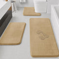 HUXMEYSON Bathroom Rugs Sets 3 Piece, Non-Slip & Quick Dry Bath Mat Set, Ultra Soft Velvet Bath Rugs for Bathroom, Toilet and Shower Floor, Khaki
