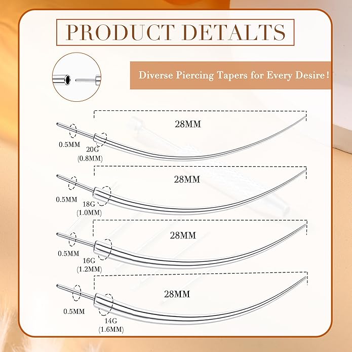 GEMQUEEN Piercing Taper Ball Grabber Tool for Changing Jewelry - 14G 16G 18G 20G Stainless Steel Flat Back Earrings Applicator Tool Threadless Insertion Pin Thread Body Piercing Kit for Ear Nose Lip