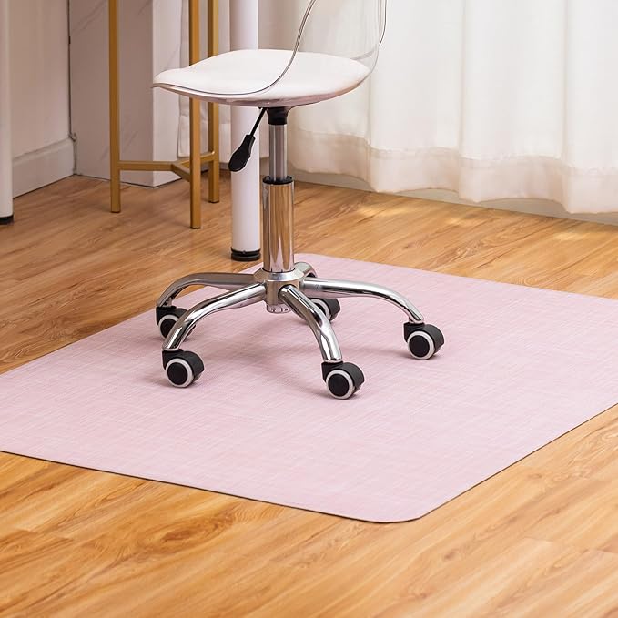 BARoyal Office Chair Mat for Hardwood Floor Under Desk Computer Rolling Chair Mat for Wood/Tile Floor Non-Slip Heavy Duty Desk Rug PVC Plastic Hard Floor Protector 45" x 53"(Blush)