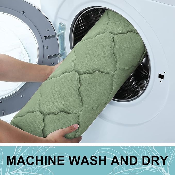 OLANLY Memory Foam Bath Mat Rug 30x20, Ultra Soft and Absorbent Bathroom Rugs, Non-Slip, Comfortable, Machine Washable Bath Carpet for Bathroom Floor, Tub Shower and Home Decor Accessories, Sage Green