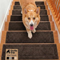 GORILLA GRIP Peel and Stick Stair Treads for Wooden Steps, Multi-Surface Use, Machine Washable Carpet Runners, Indoor Rugs for Stairs, Pet Friendly, Universal Size, 4 Pack Brown, 8x28 Inches