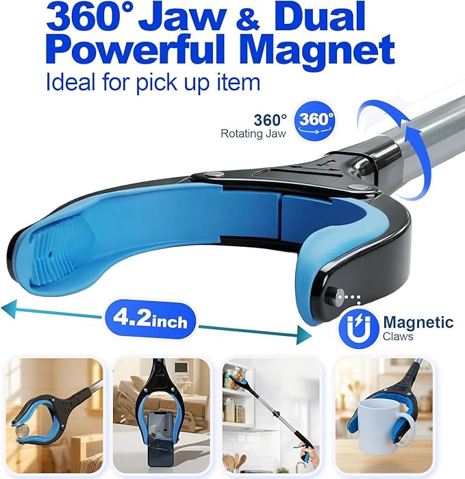 LEGENDONE 2 Pack 36" Magnetic Grabber Reacher Tool, Extra Long Reacher Grabbers, Easy Foldable Trash Pickup Tool, Heavy Duty 360° Claw Upper Grabber Picker for Senior, Health, Surgery Recovery