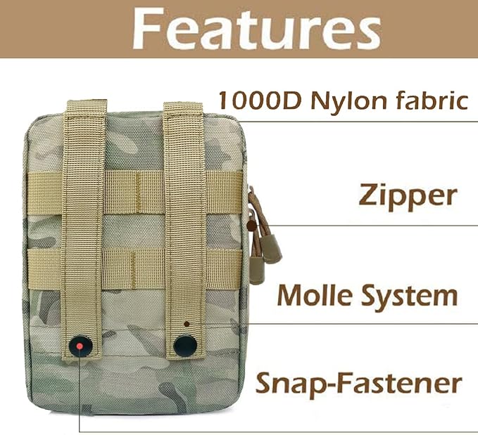 GHFY First Aid Pouch EMT IFAK Medical Pouchs, Tactical MOLLE Utility Empty Pouch (PcCo)