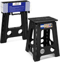 ACKO Folding Step Stool Foldable 17.5 Inch Stools for Adults and Kids,Plastic Stools Tall 400 lbs Capacity, Collapsible Stool for Kitchen, Stepping Foot Stool with Handle, Dot Black,1 PC