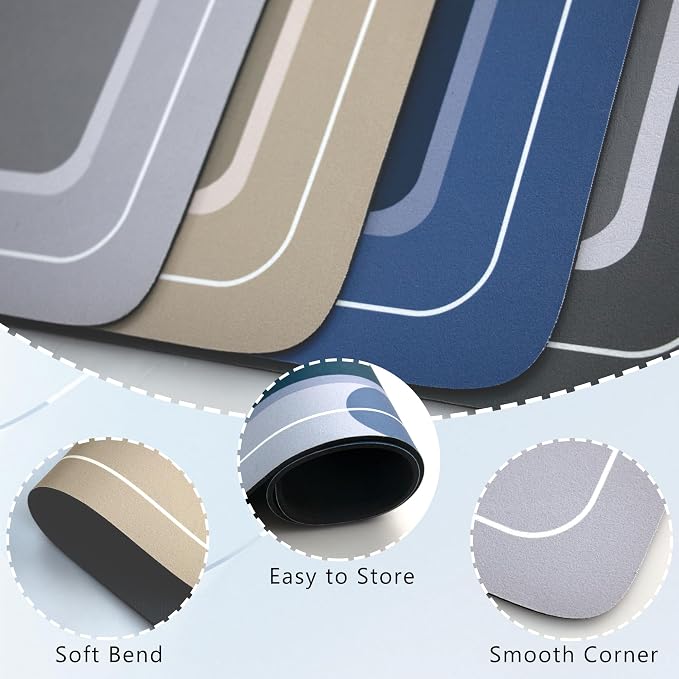 Bath mat Rubber Bathroom Mat-Quick Dry Absorbent Rug Non-Slip Thin Bathroom Rug Instant Dry Magic Bath mats for Bathroom Floor Mat in Front of Bathtub, Sink, Dark Grey, 17x27in