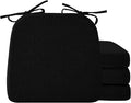 Ruqmuis Chair Cushions for Dining Chairs, 2" Thick Seat Cushions for Kitchen Chairs, D-Shaped Chair Pads with Washable Cover, Ties and Non Slip Backing, 17'' x 16'', Set of 4, Black