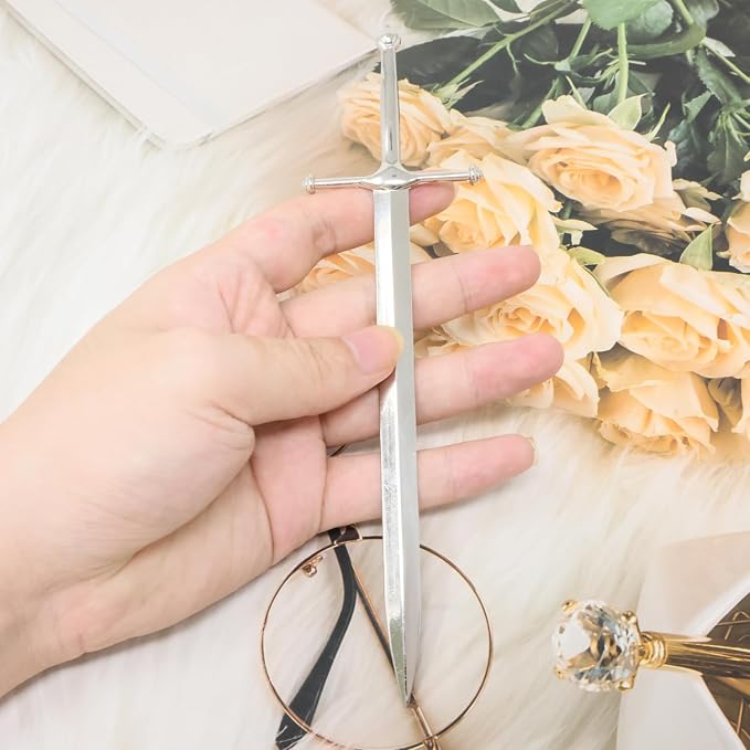 Honbay 1PCS Sword-Shaped Letter Opener Knife Letter Opening Tool Zinc Alloy Envelope Slitter Metal Envelope Opener Sword Envelope Open Tool Mail Opener for School Home Office Mail Supplies (Silver)