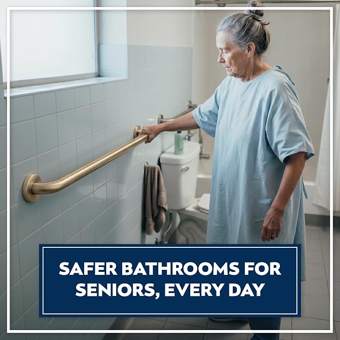Shower Grab Bars 4 Pack – Complete Bathroom Safety Starter Bundle for Seniors – 16", 18", 24", 32" Lengths, 1.25" Diameter, 500 lb Rated – All-in-One Grab Bar Shower Safety Solution – Brushed Brass
