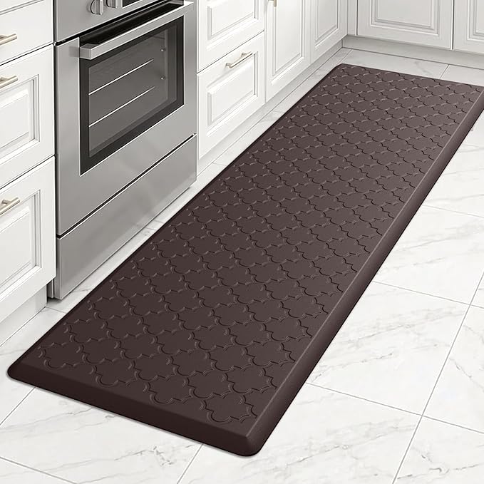 Kitchen Mat Cushioned Anti Fatigue for Floor, Non-Slip Waterproof Comfort Rug for Kitchen Sink, Standing Desk & Laundry, 17.3"x60", Chocolate