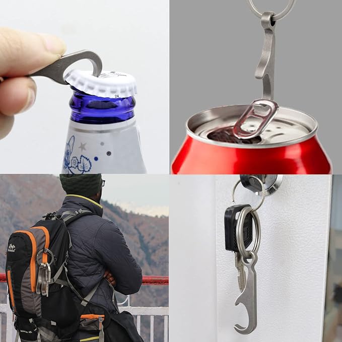 Titanium Keychain Beer Bottle Opener, Pocket Portable Small Size Key Ring Can Opener