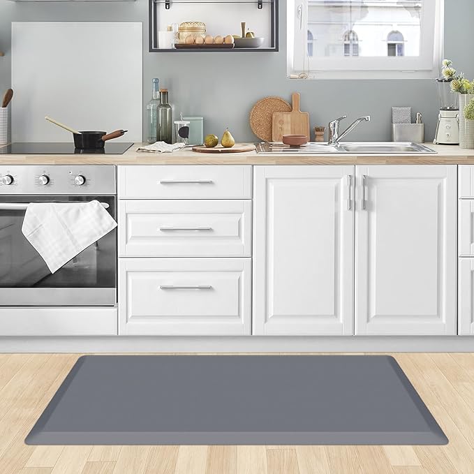 KitchenClouds Kitchen Mat Cushioned Anti Fatigue Rug 20"x39" Water Resistant, Non Slip, Standing and Comfort Desk/Floor Mats for House Sink Office (Grey,0.8inch)