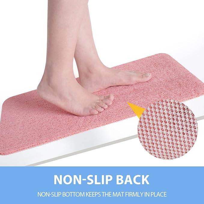 Hargiis Non-Slip Bathtub Mat, Anti Slip Shower Mat, Fast Drying Bathtub Mats, Foot Scrubber Mat, Anti Slip Mat for Tub, Floor, Bathroom, Kitchen, Home, Hotel (Pink 36"×24")