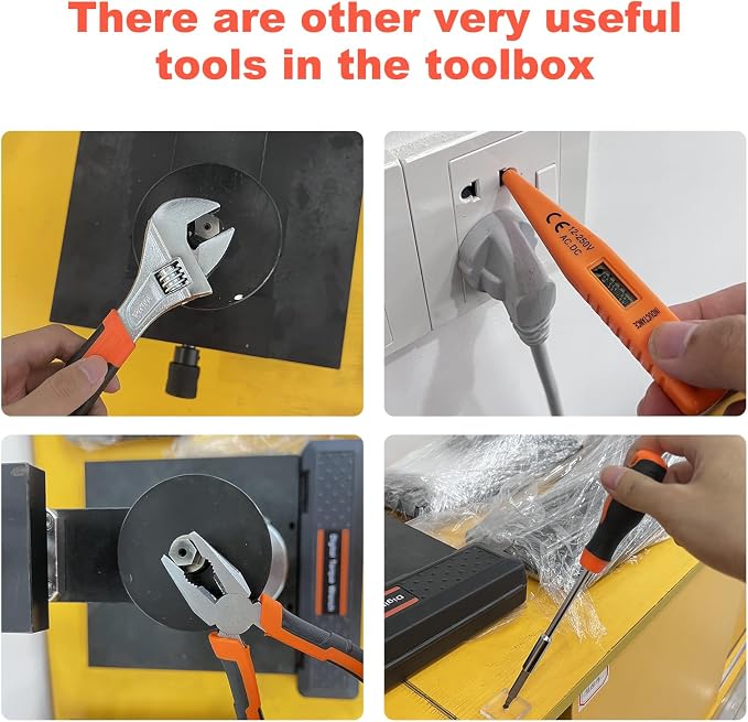 33 Picce Orange Tool Kit with 12V Cordless Drill, Tool Box with Drill, Hand Drill Set for Men Women, Home Tool Kits for House Repair, Handyman, DIY