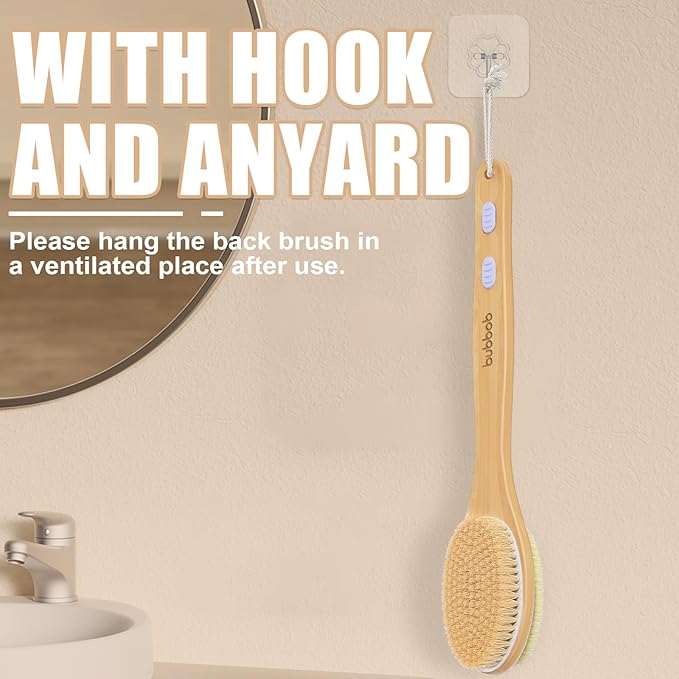 Back Scrubber for Shower,Bath Brush with Long Handle,Men and Women (2 Pack) | Bath Brush Body Exfoliator for Wet or Dry Brushing