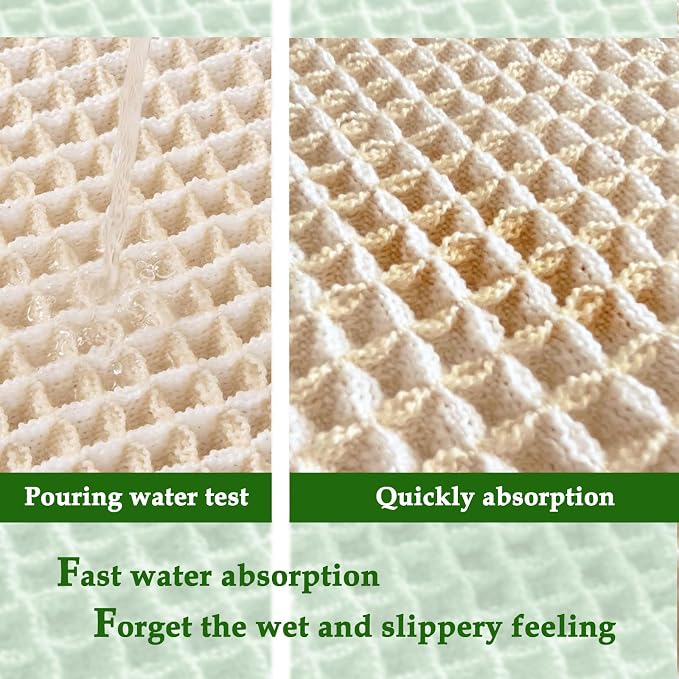 ZALL Beige Waffle Bath Mat,Super Absorbent Non Slip Bathroom Rug,Cream 18x30inch,Machine Washable Ultra Soft Floor Mats