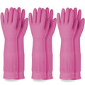 DABOGOSA Mamison 2 Pairs Reusable Waterproof Household Dishwashing Cleaning Rubber Gloves, Non-Slip Kitchen Glove (Pink, XXL (Pack of 3))