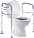 Lianjindun Toilet Safety Rails (350 lb), Adjustable Toilet Frame for Elderly, Seniors, Handicap & Disabled, Foldable Handicap Toilet Handles Fit Any Toilets（Purple）