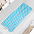 TEESHLY Bath Tub and Shower Mats, Non Slip 40 x 16 Inch Extra Large Bathtub Mat, Machine Washable Bathmat with Drain Holes, Suction Cups for Bathroom Floor, Clear Blue
