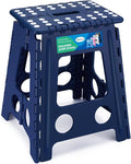 Dyforce 16 Inch Folding Step Stool, 400 lbs Heavy Duty Plastic Step Stool for Adults, Non-Slip Foldable Stepping Stool with Anti-Pinch Handle for Kitchen Bathroom Bedroom Office, Royal Blue 1PC