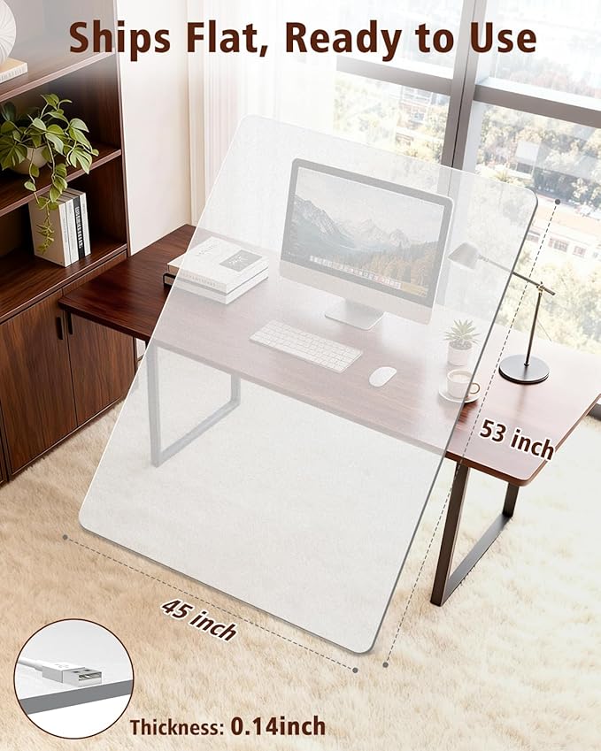 Soimeat Hard Frosted Office Chair Mat for High Pile Carpet and Hardwood Floor, 45" x 53" Anti-Slip Computer Rolling Chair Mat, Heavy Duty Chair Pad Under Desk Carpeted Floor Protector for Home, 2 PCS