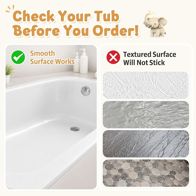 XIYUNTE Baby Bath Mat for Tub Non Slip Kids, BPA Free Extra Long Bathtub Mat 40x16 with Drain Holes and 200 Suction Cups, Non Toxic Machine Washable Toddler Bath Mat, Eco-Friendly Certified