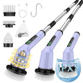 Electric Spin Scrubber for Cleaning Bathroom, Shower Scrubber Rotary Floor Brushes with IPX7 Waterproof & 2 Speed, 3 Brush Heads, Bathroom Cleaning Supplies for Shower Tub Tile Toilet Purple