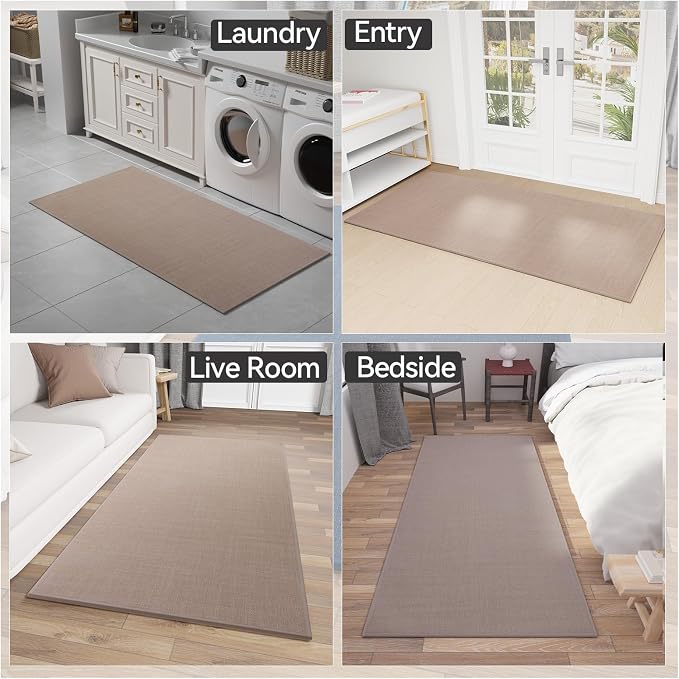 SUMLANS Kitchen Mat, Cushioned Non Slip Rugs for Kitchen Floor, Absorbent Runner Comfort Standing Mats Washable for Kit, Office, Home (Camel, 35.4"x71")