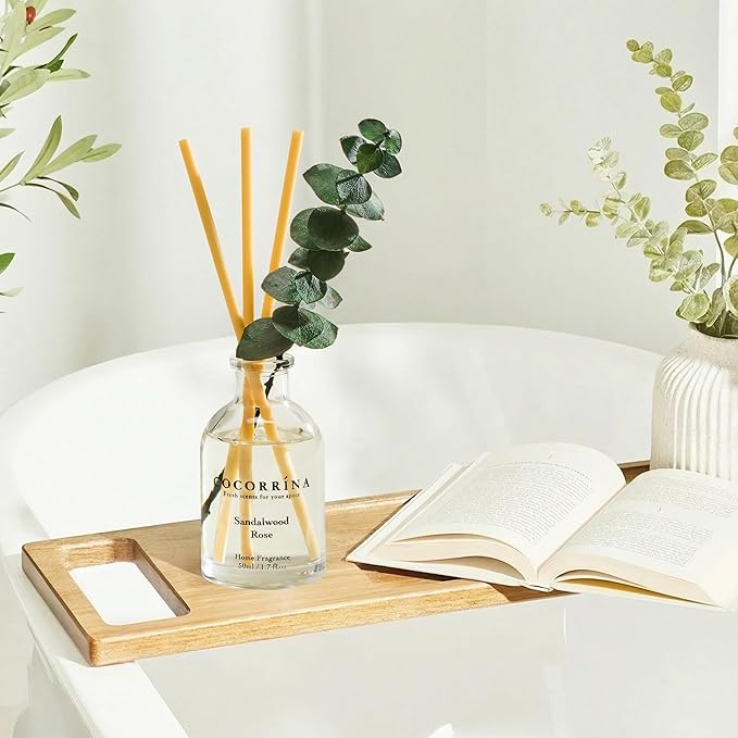 COCORRÍNA Eucalyptus Reed Diffuser Set of 3 - Sandalwood Rose, Cherry Blossom, Gardenia Scents, 1.7 fl oz Each, Total 5.1 oz, Scented Oil Diffusers for Home & Office