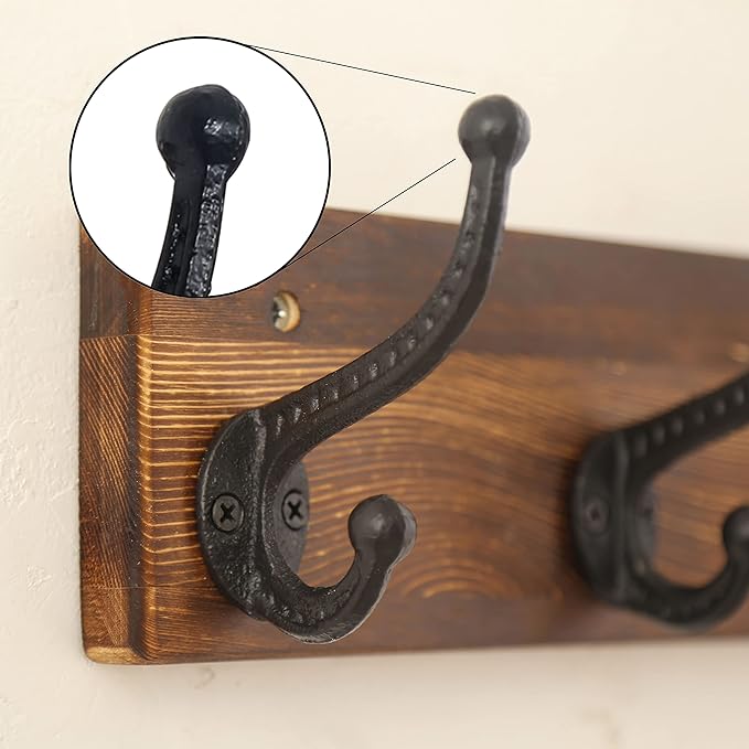 WEBI Rustic Coat Rack Wall Mount,35.43" Long 8 Cast Iron Coat Hooks Wall Mounted,Heavy Duty Wall Coat Hanger Hooks for Hanging Jacket,Clothes,Brown